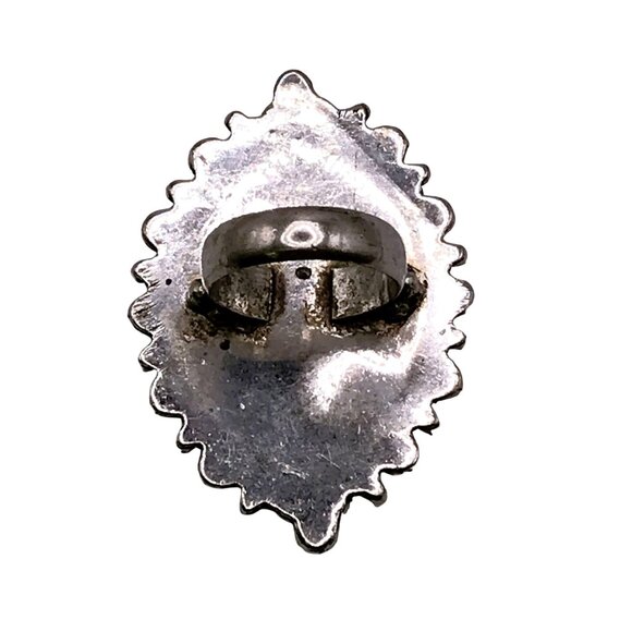 Tibetan Silver Coral Turquoise Ring Old Large Afghan Nepal Filigree Vintage - Picture 6 of 6